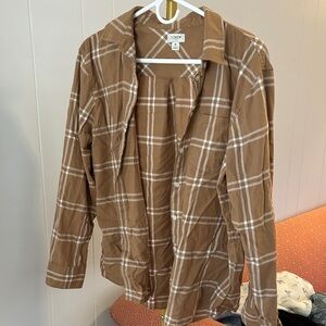 J. Crew Tan Checkered Button-Up Shirt